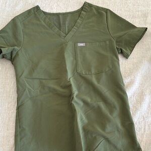 Figs Olive V-Neck Scrub Top XS